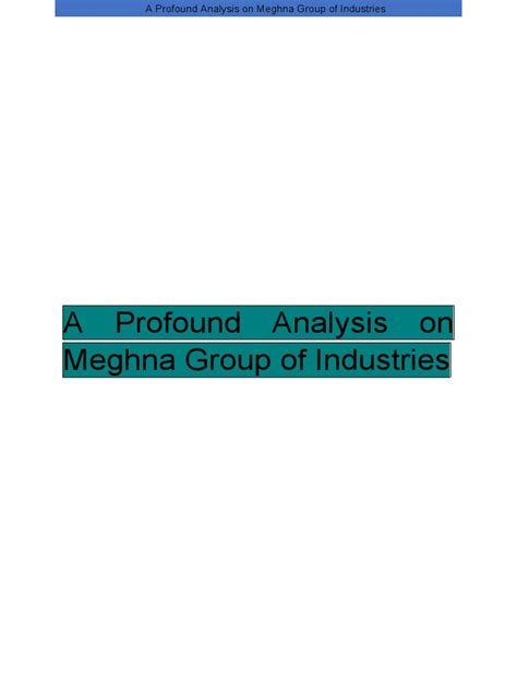 A Compact Analysis On Meghna Group Of Industries