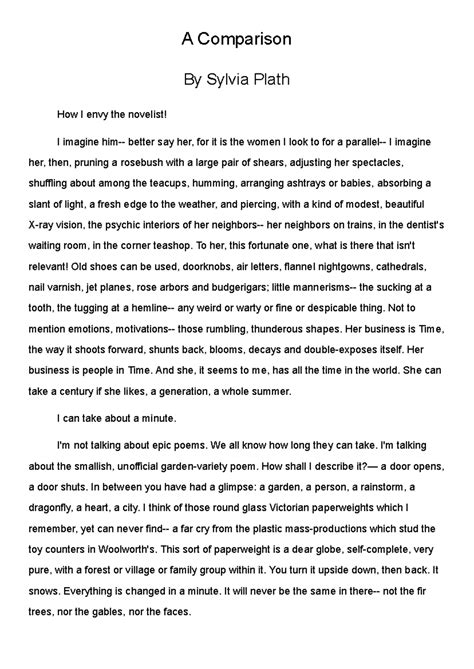 A Comparison Sylvia Plath