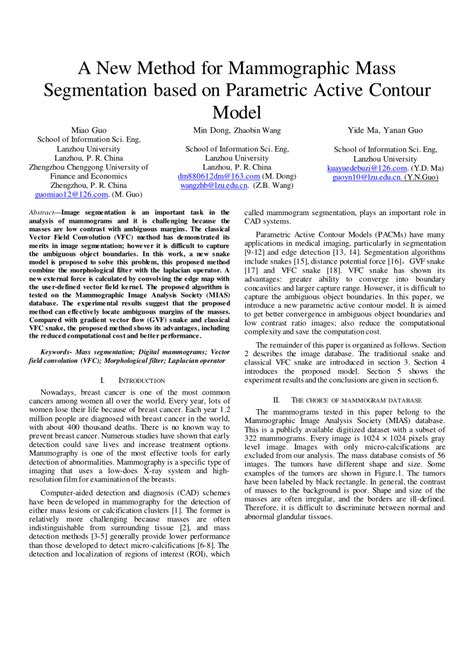 A Contour Based Mass Segmentation In Mammograms