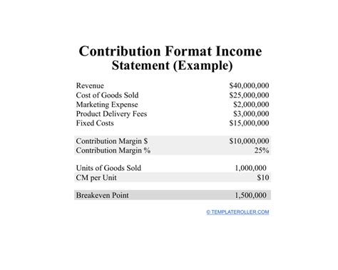 A Contribution Approach Income Statement