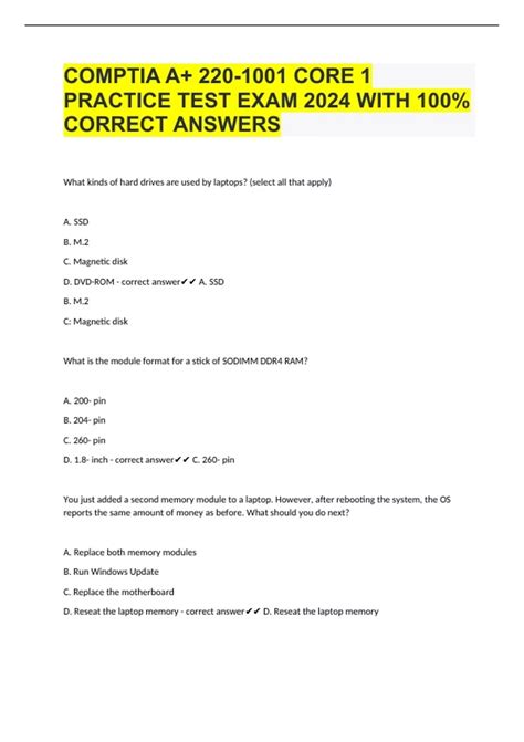 A Core 1 Practice Test