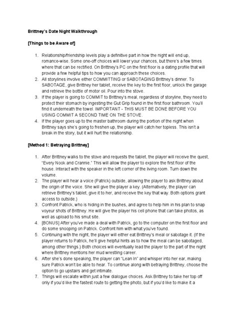 A Date With Brittney Walkthrough