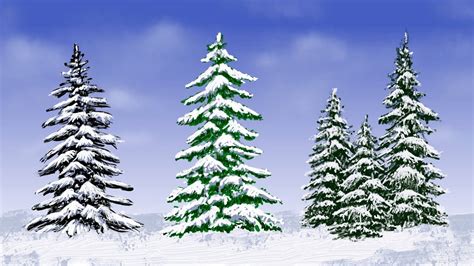 a drawing of a pine tree with snow on the top and branches in the bottom