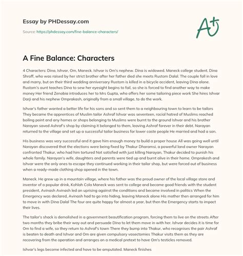 A Fine Balance Summary