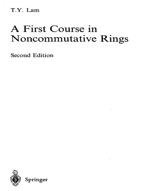A First Course In Noncommutative Rings 2nd Edition
