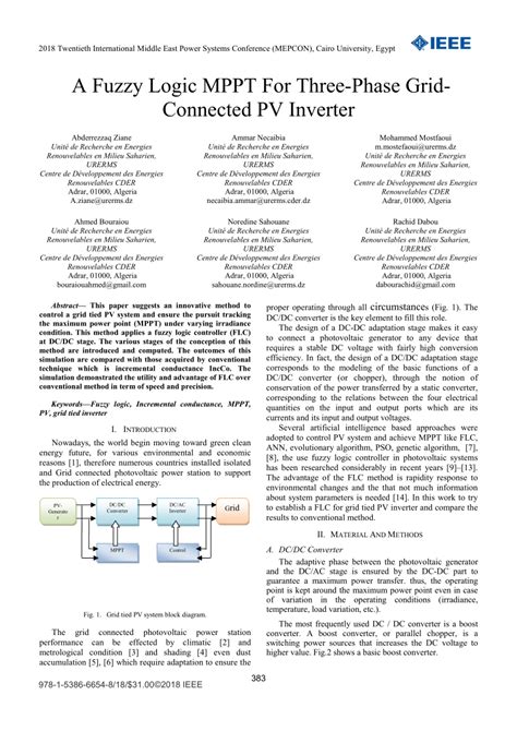 A Fuzzy Logic Mppt Three Phase Grid Connected Inverter For