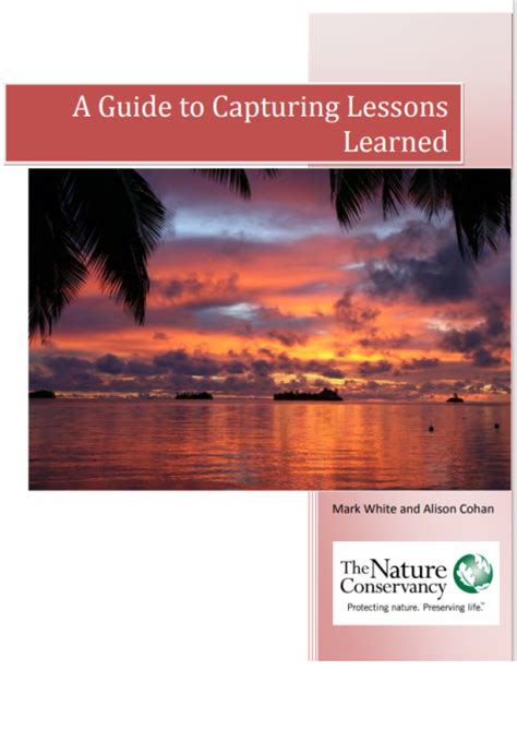 A Guide To Capturing Lessons Learned Conservation Gateway