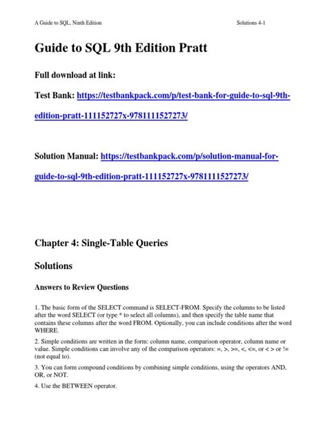 A Guide To Sql 9th Edition Free