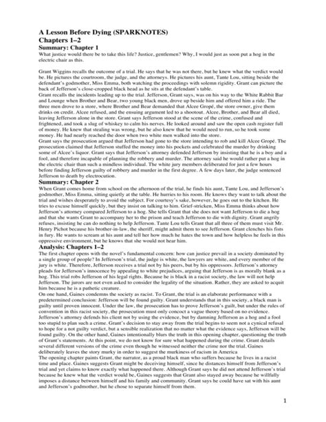 A Lesson Before Dying Summary
