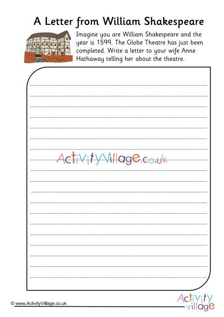 A Letter To William Shakespeare Worksheet William Shakespeare Worksheet - William Shakespeare Worksheet