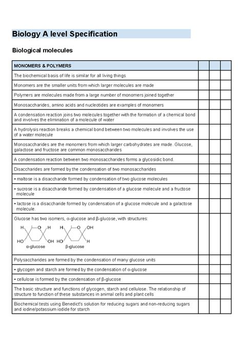 A Level Bio Spec