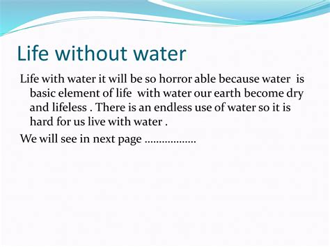 A Life Without Water