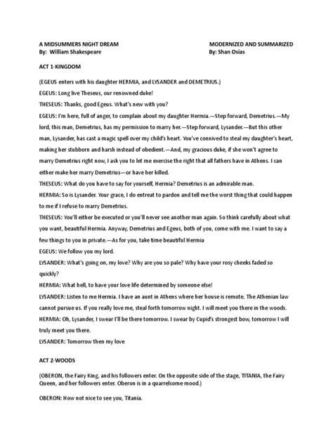 A Midsummer Nights Dream Script