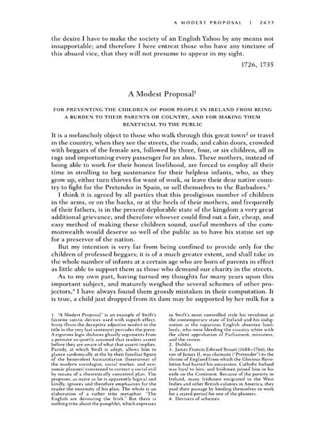 A Modest Proposal Synopsis