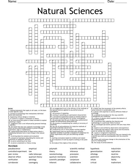 A Natural Science 9 Letters Crossword Clue Answer Science Crossword Answers - Science Crossword Answers