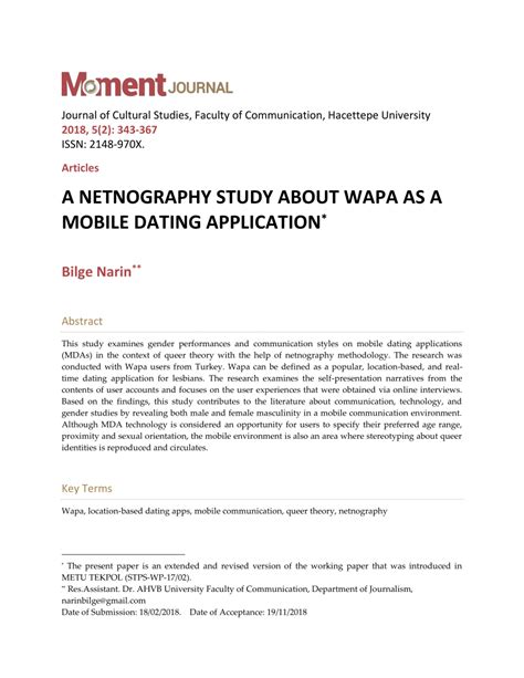 A Netnography Study About Wapa As A Mobile Dating Application