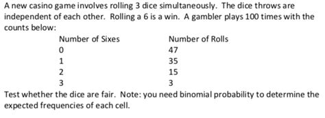 a new casino game involves rolling 3 dice