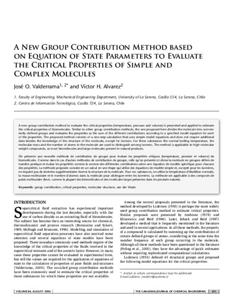 A New Group Contribution Method For The Estimation Of