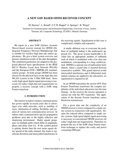A New Saw Based Ofdm Receiver Concept Researchgate