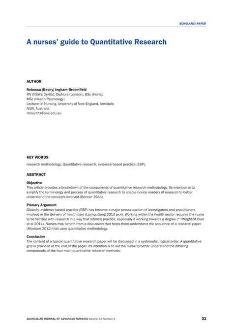 A Nurses Guide To Quantitative Research