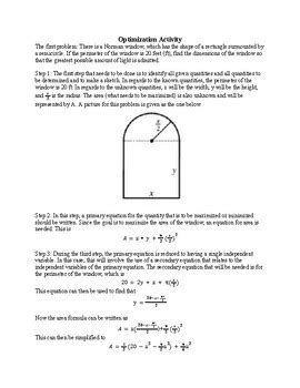 A P Calculus Optimization Problems Due