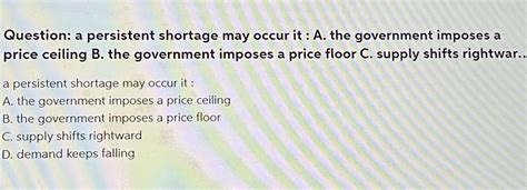 A Persistent Shortage May Occur If