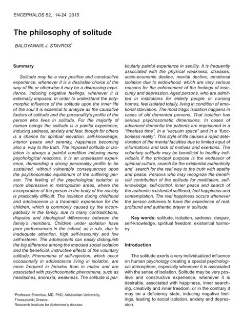 A Philosophy Of Solitude