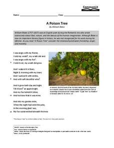 A Poison Tree Worksheet Answers   Tamilnadu Board Class 9 English Solutions Poem Chapter - A Poison Tree Worksheet Answers