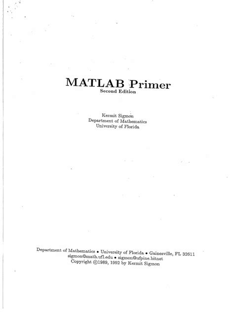 A Primer On Matlab