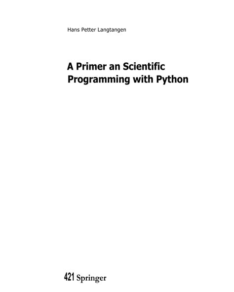 A Primer On Scientific Programming With Python