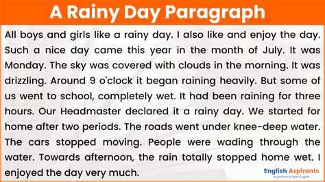 A Rainy Day Paragraph