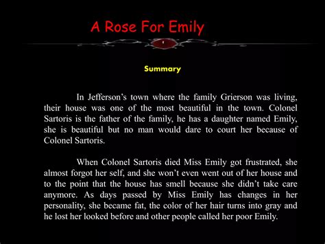 A Rose For Emily Summary Analysis