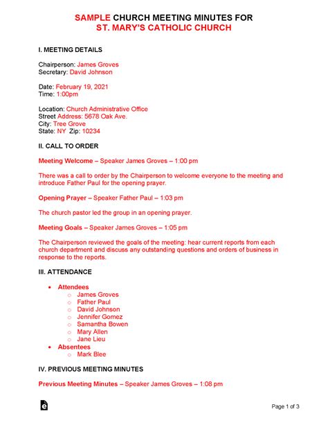 A Sample Church Board Minutes Ecfa