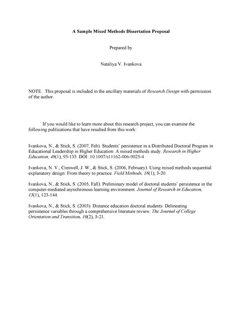 a sample mixed methods dissertation proposal
