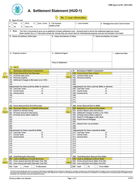 a settlement statement hud 1