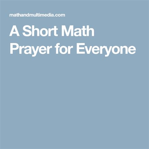 A Short Math Prayer For Everyone Short Math - Short Math