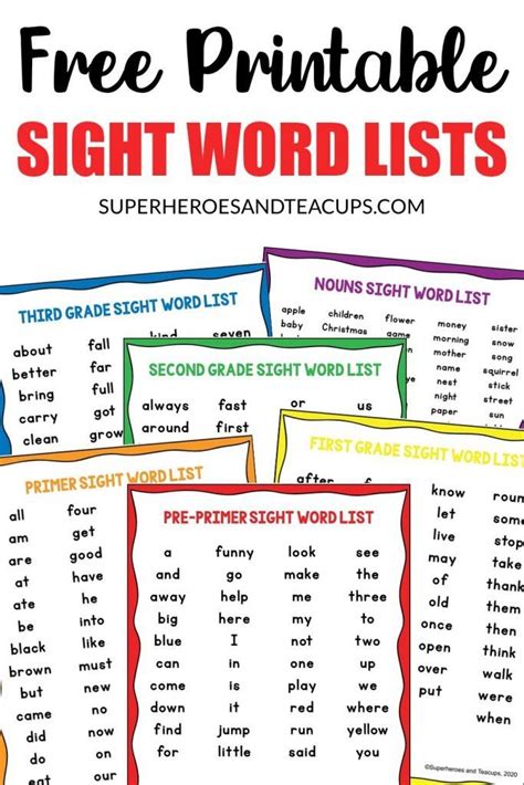 A Sight Words List For Every Primary Grade Grade K Sight Words - Grade K Sight Words