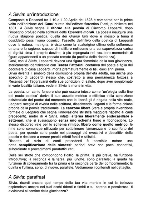 A Silvia Testo