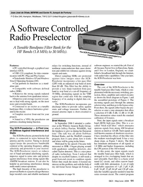 A Software Controlled Radio Preselector
