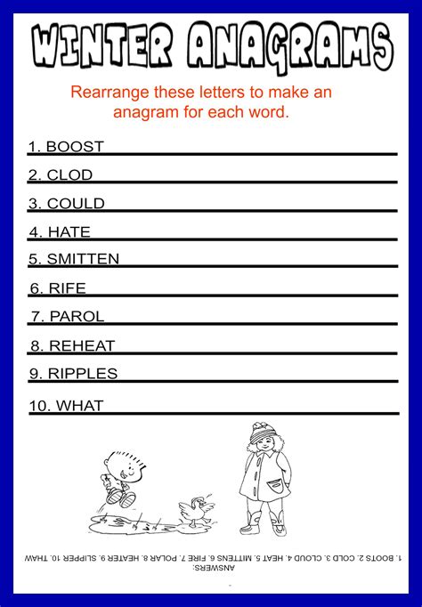 A Story In Anagrams Printable Puzzle Worksheet Student Anagram Writing Exercises - Anagram Writing Exercises
