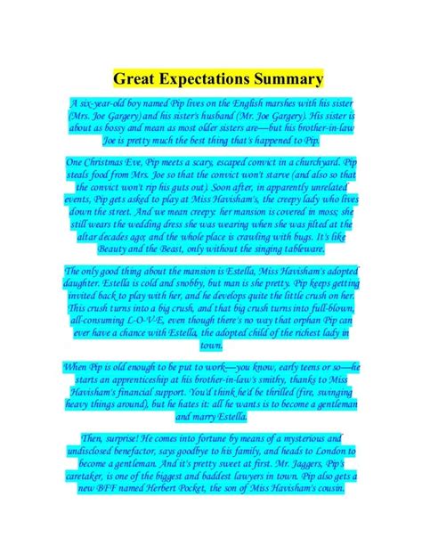 A Summary Of Great Expectations