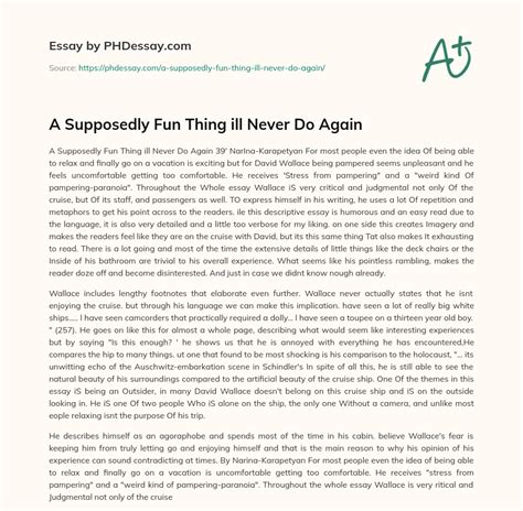 A Supposedly Fun Thing Essay