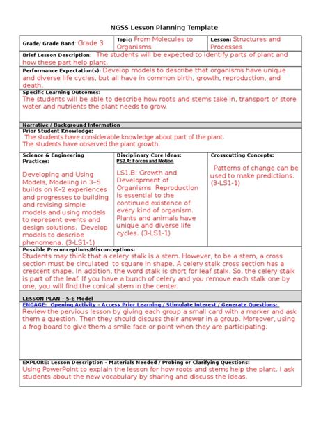 A Template For Integrating Ngss And Ubd Into Ngss 3rd Grade Lesson Plans - Ngss 3rd Grade Lesson Plans