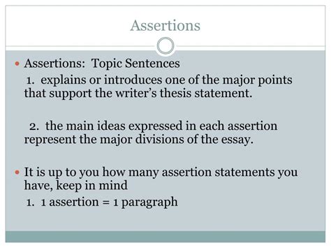 a thesis statement is an assertion