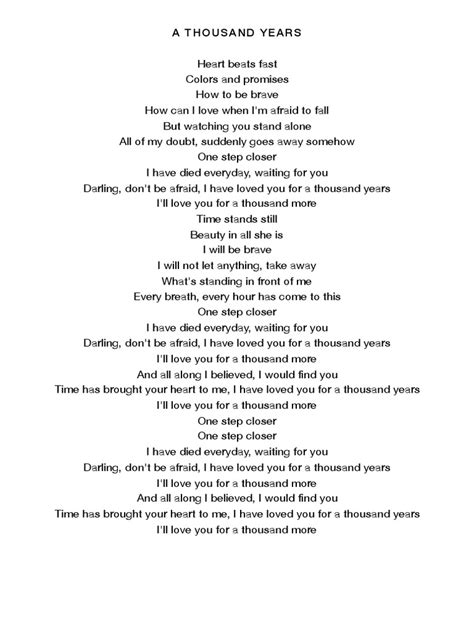 A Thousand Years Testo