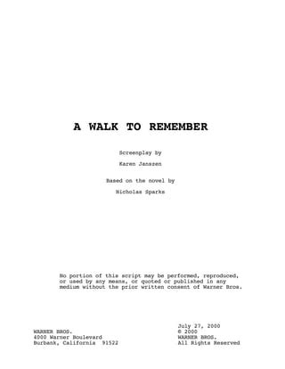 A Walk To Remember Screenplay