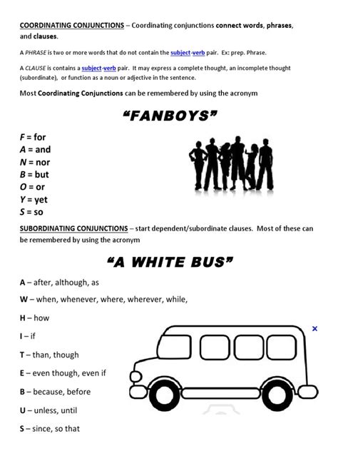 A White Bus Words Subinating Conjunction