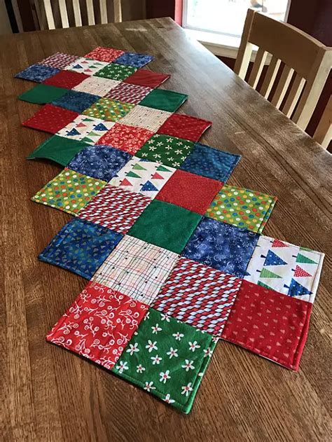 a zig zag table runner made with a charm pack. Pattern from the
