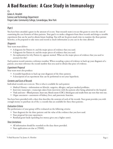 Download A Bad Reaction A Case Study In Immunology Answer Key 