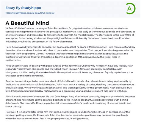 Full Download A Beautiful Mind Paper 
